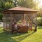Heavy Duty Pop Up Gazebo 11.5x11.5 FT with Mesh Netting Walls, One Hand Lock Setup Outdoor Canopy Tent with Carry Bag for Events and Patio Shade